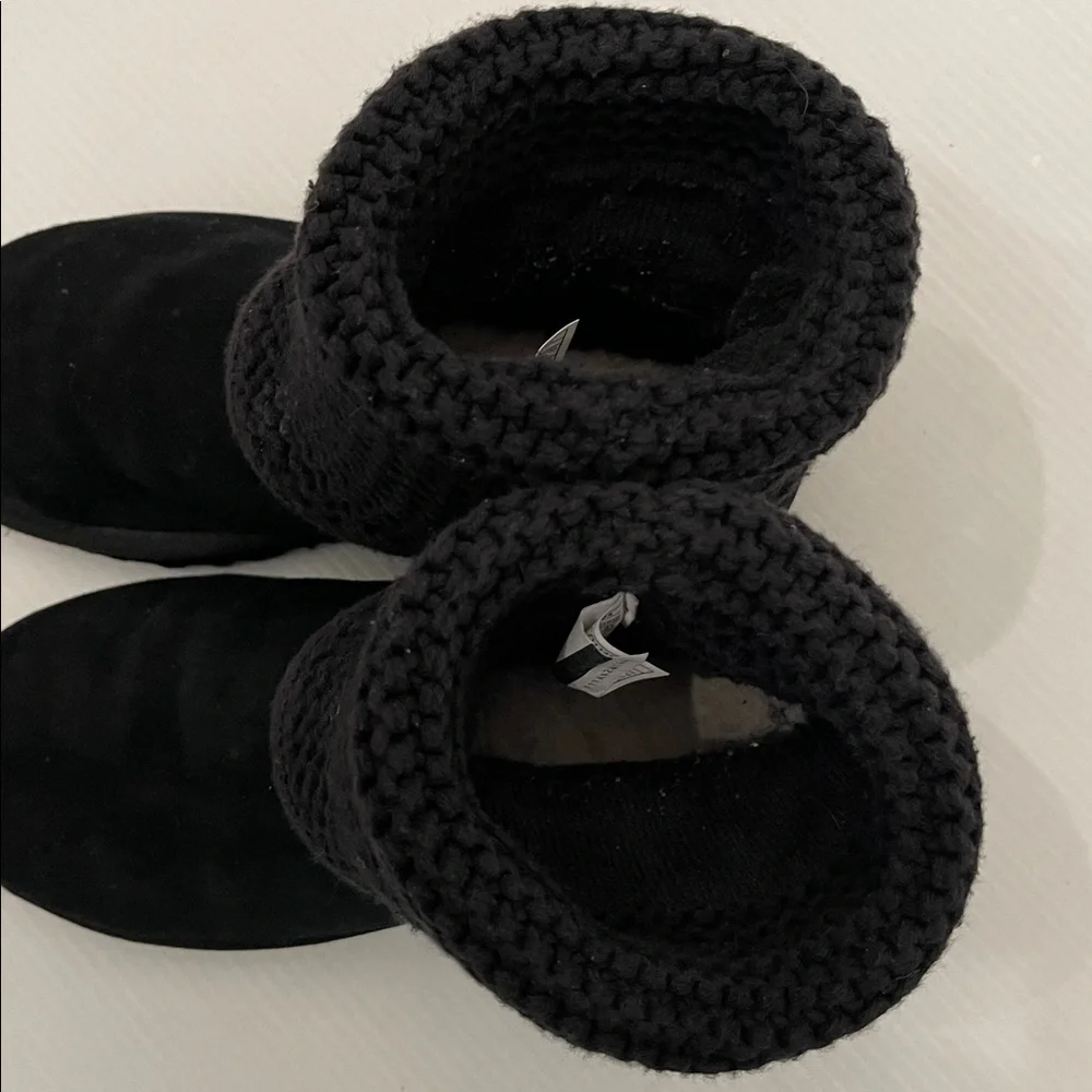 UGG SHAINA BLACK KNIT BOOTS WOMENS SIZE 6 - Picture 7 of 13